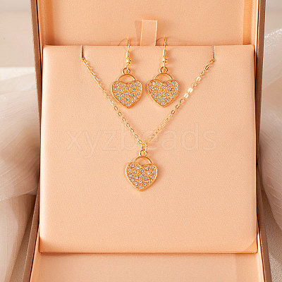 Alloy Rhinestone Pendant Necklaces & Dangle Earrings Sets for Women FS-WGD52C4-08-1