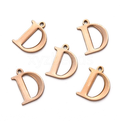Ion Plating(IP) 304 Stainless Steel Alphabet Charms STAS-H122-D-RG-1