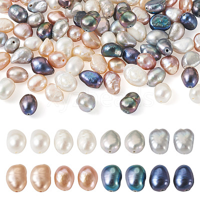 100Pcs 4 Styles Natural Cultured Freshwater Pearl Beads PEAR-BT0001-02-1