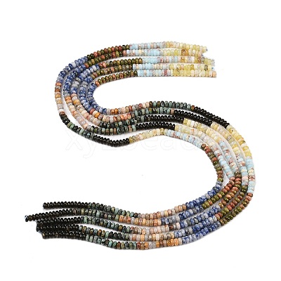 Natural African Turquoise(Jasper) & Unakite & Blue Spot Jasper & Crazy Agate & Yellow Opal & Ice Obsidian & Synthetic Shoushan Stone Beads Strands G-Z135-C07-2x4mm-1