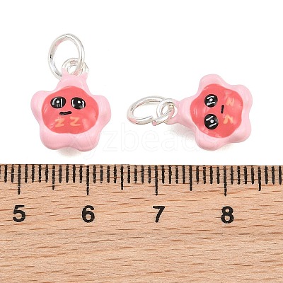 Alloy with Hot Pink Enamel Charms AL-CBA415D-40S-1