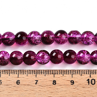 Transparent Crackle Glass Bead Strands X1-GLAA-T025-8mm-02F-1