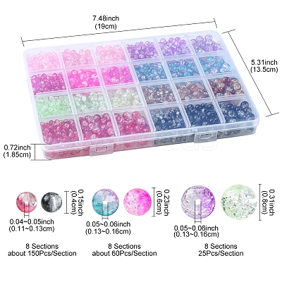 1880Pcs 24 Style Transparent Crackle Glass Beads CCG-YW0001-16-1