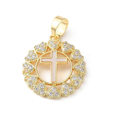 Brass Micro Pave Clear Cubic Zirconia Pendants CU-CBA09AF-14-1