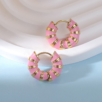 Enamel Striped Thick Hoop Earrings JE1110H-1