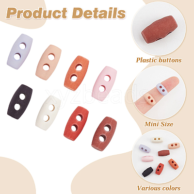 64Pcs 8 Colors Plastic Buttons BUTT-FG0001-36-1