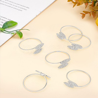 Double Leaves Alloy Crystal Rhinestone Napkin Rings AJEW-WH0609-175S-1