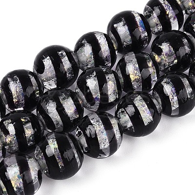 Handmade Foil Glass Beads Strands FOIL-N033-05A-1