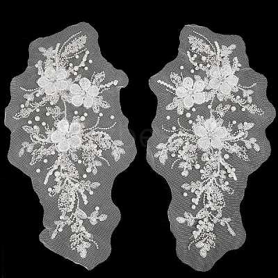 2Pcs 2 Style Flower of Life Pattern Polyester Computerized Embroidery Appliques DIY-GF0006-90-1