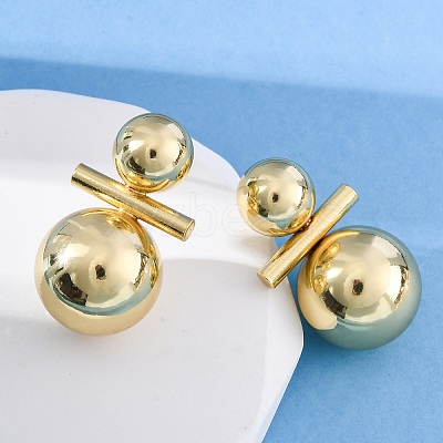 Brass Stud Earrings EJEW-R025-01G-1