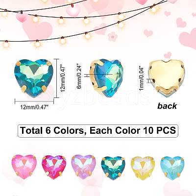 60Pcs 6 Colors Sew on Rhinestone GLAA-DC0001-05-1