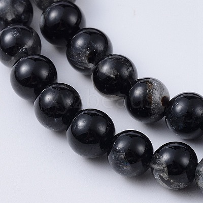 Natural Black Tourmaline Beads Strands X-G-F666-05A-4mm-1