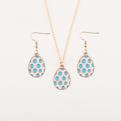 Easter Egg Alloy Enamel Pendant Necklace & Dangle Earrings Sets FS-WG38758-10-1