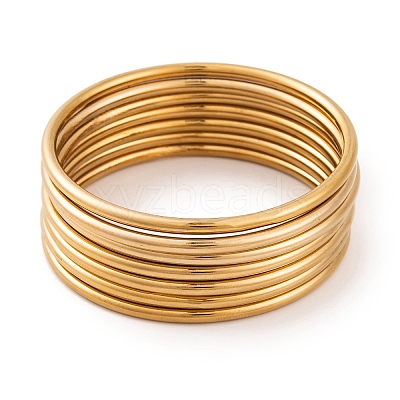 7Pcs PVD Vacuum Plating 304 Stainless Steel Bangles Set for Women BJEW-A011-09C-G-1