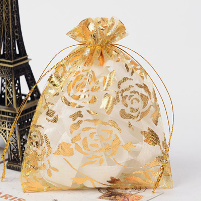 Rose Printed Organza Bags OP-R021-10x12-04-1