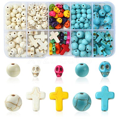 10 Styles Synthetic Turquoise Beads G-FS0005-75-1