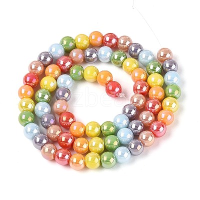 Electroplate Glass Beads Strands X-EGLA-N019-6mm-03-1