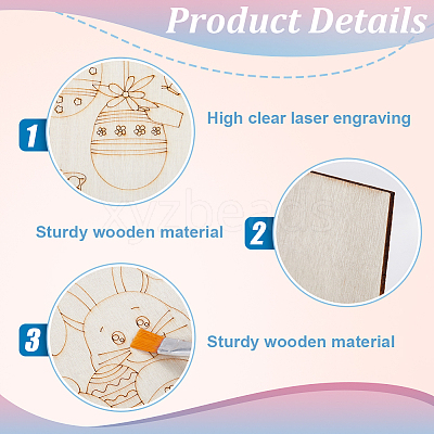 1 Set Unfinished Wood DIY Painting Pendant Decoration WOOD-SP0001-32-1