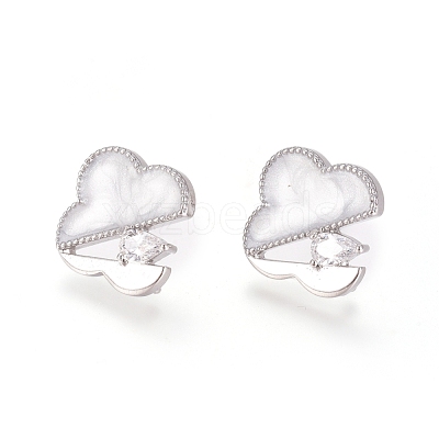 Real 18K Gold Plated Brass Stud Earring Findings KK-L180-117B-1