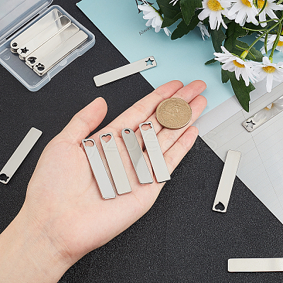 24Pcs 4 Style Stainless Steel Big Pendants STAS-AR0001-15-1