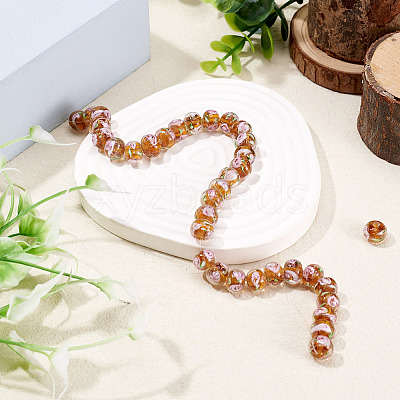 1 Strand Handmade Lampwork Inner Flower Rondelle Beads Strands LAMP-TA0002-72C-1