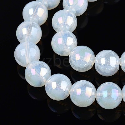 Electroplate Imitation Jade Glass Beads Strands GLAA-T032-J10mm-AB02-1