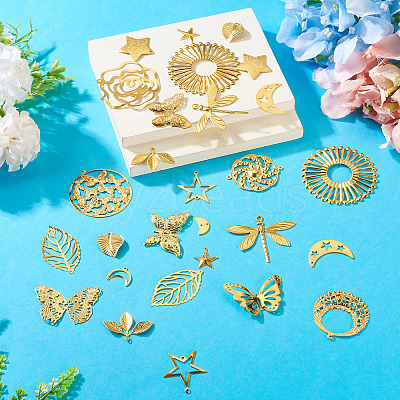 38Pcs 19 Styles Iron Pendants IFIN-TA00001-78-1