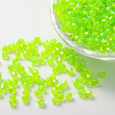 Bicone AB Color Plated Eco-Friendly Transparent Acrylic Beads TACR-A003-4mm-35-1