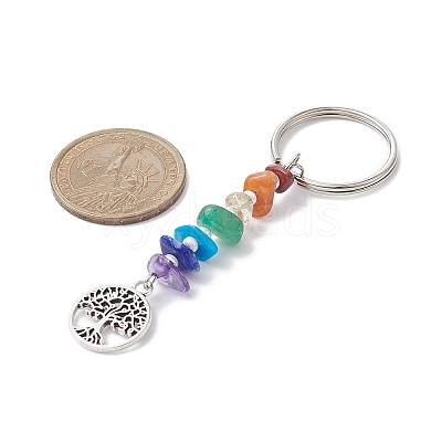 Chakra Natural Gemstone Chips Keychains KEYC-JKC00550-01-1