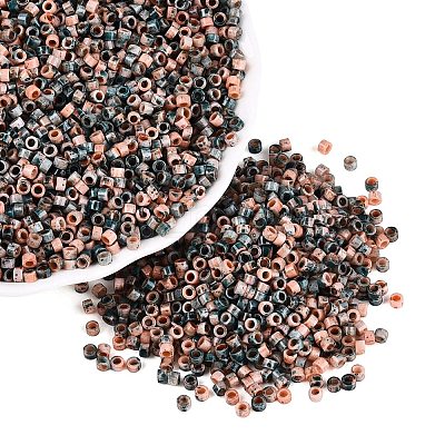 Opaque Picasso Cylinder Glass Beads SEED-Q039-06A-10-1