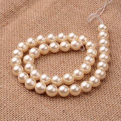 Polished Round Grade A Shell Pearl Bead Strands BSHE-M027-6mm-24-1