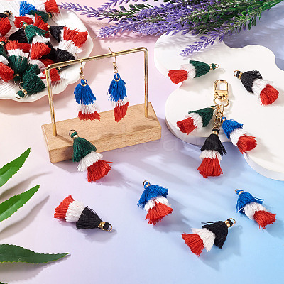 30Pcs 3 Styles Polycotton(Polyester Cotton) Tassel Pendant Decorations FIND-TA0009-07-1