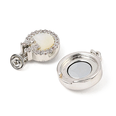 Brass Micro Pave Clear Cubic Zirconia Magnetic Clasps KK-C066-22P-1