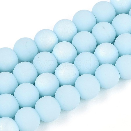 Frosted Opaque Glass Beads Strands GLAA-T032-P8mm-MBB10-1