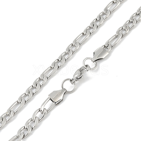 Non-Tarnish 201 Stainless Steel Figaro Chain Necklaces NJEW-I127-06B-P-1