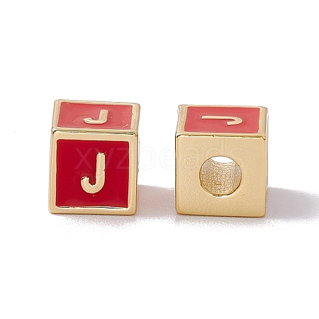 Rack Plating Brass Enamel Beads KK-B060-04G-03J-1