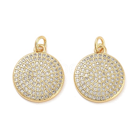 Rack Plating Brass Micro Pave Clear Cubic Zirconia Pendants KK-Z064-19G-1