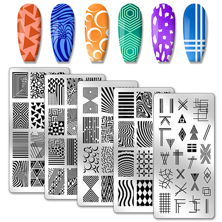 Stainless Steel DIY Nail Art Templates MRMJ-WH0098-002-1