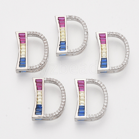 Brass Cubic Zirconia Slide Charms ZIRC-S063-01D-P-1