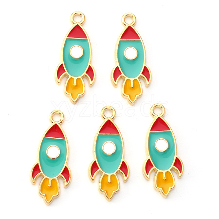 Light Gold Plated Alloy Enamel Pendants ENAM-R136-28-1