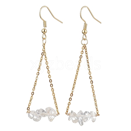 304 Stainless Steel with Natural Quartz Crystal Dangle Earrings EJEW-JE06010-09-1