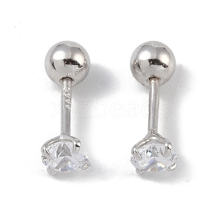 Anti-Tarnish Rhodium Plated 999 Sterling Silver Cubic Zirconia Earlobe Plugs for Women EJEW-S215-28P-1