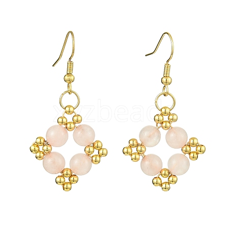 Natural Rose Quartz Dangle Earrings EJEW-JE05999-1