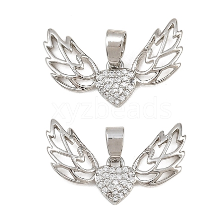 Brass Micro Pave Clear Cubic Zirconia Pendants CU-CBA6A75-08B-P-1