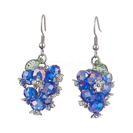 Glass with Acrylic Dangle Earrings for Women EJEW-TA00556-1