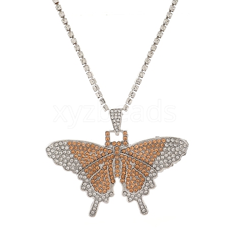 Butterfly Rhinestone Pendant Necklaces PW23032702375-1