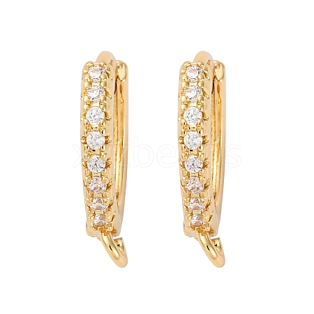 Brass Clear Cubic Zirconia Hoop Earring Findings KK-L242-27G-1