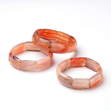 Natural Agate Stretch Bracelets BJEW-G505-06-1