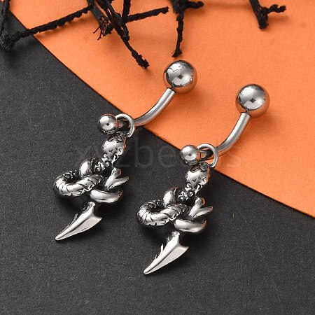 Snake 316 Surgical Stainless Steel Belly Button Rings/Earrings EJEW-G416-11AS-1