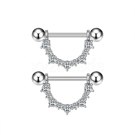 304 Stainless Steel Cubic Zirconia Nipple Stirrup WG0A897-04-1